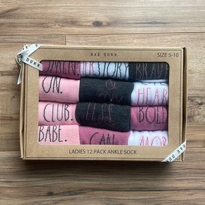 Rae Dunn HER STORY 12 Pack Ankle Socks, Size 5-10 NWT